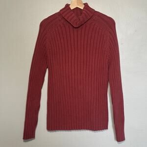 Women's Size M Vintage Banana Republic 100% Cotton Turtleneck Brick Red Sweater